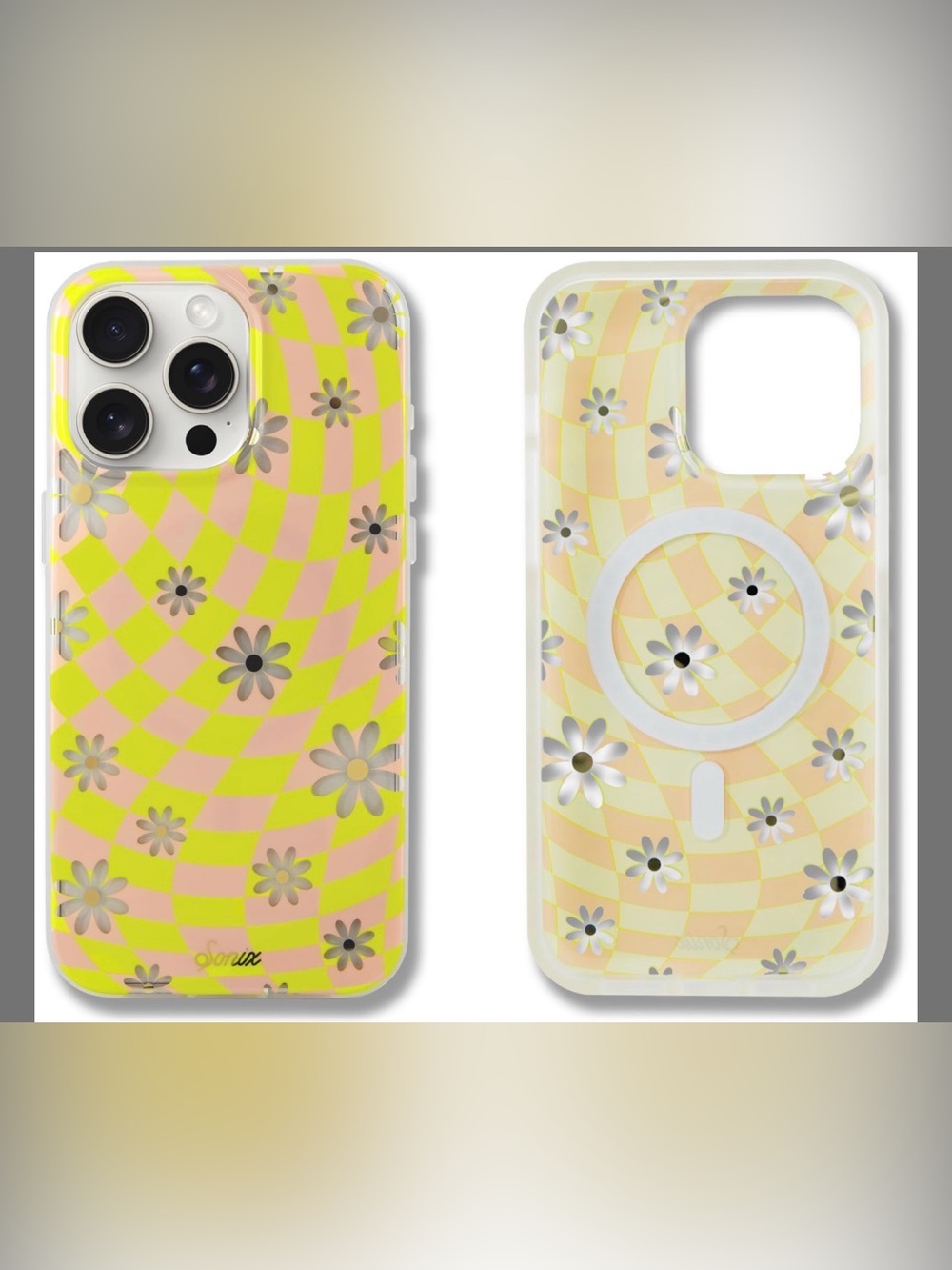 Sonix Pink & Lime Floral Checkerboard MagSafe Case for iPhone 15 Pro Max